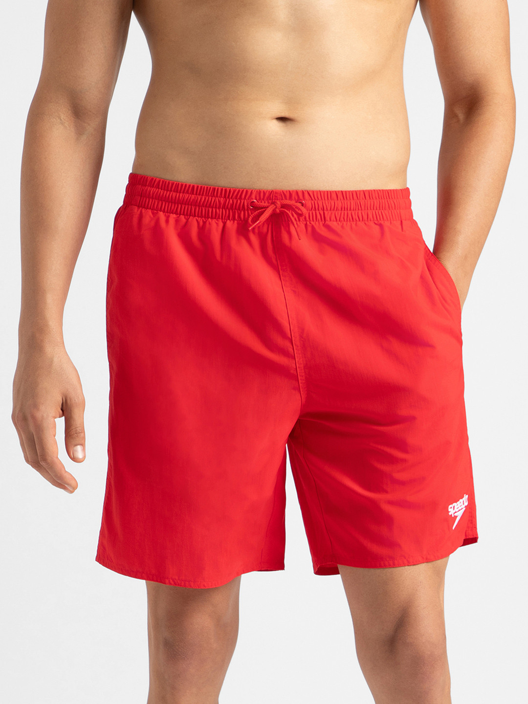 Speedo Men Red Solid Swim Bottoms