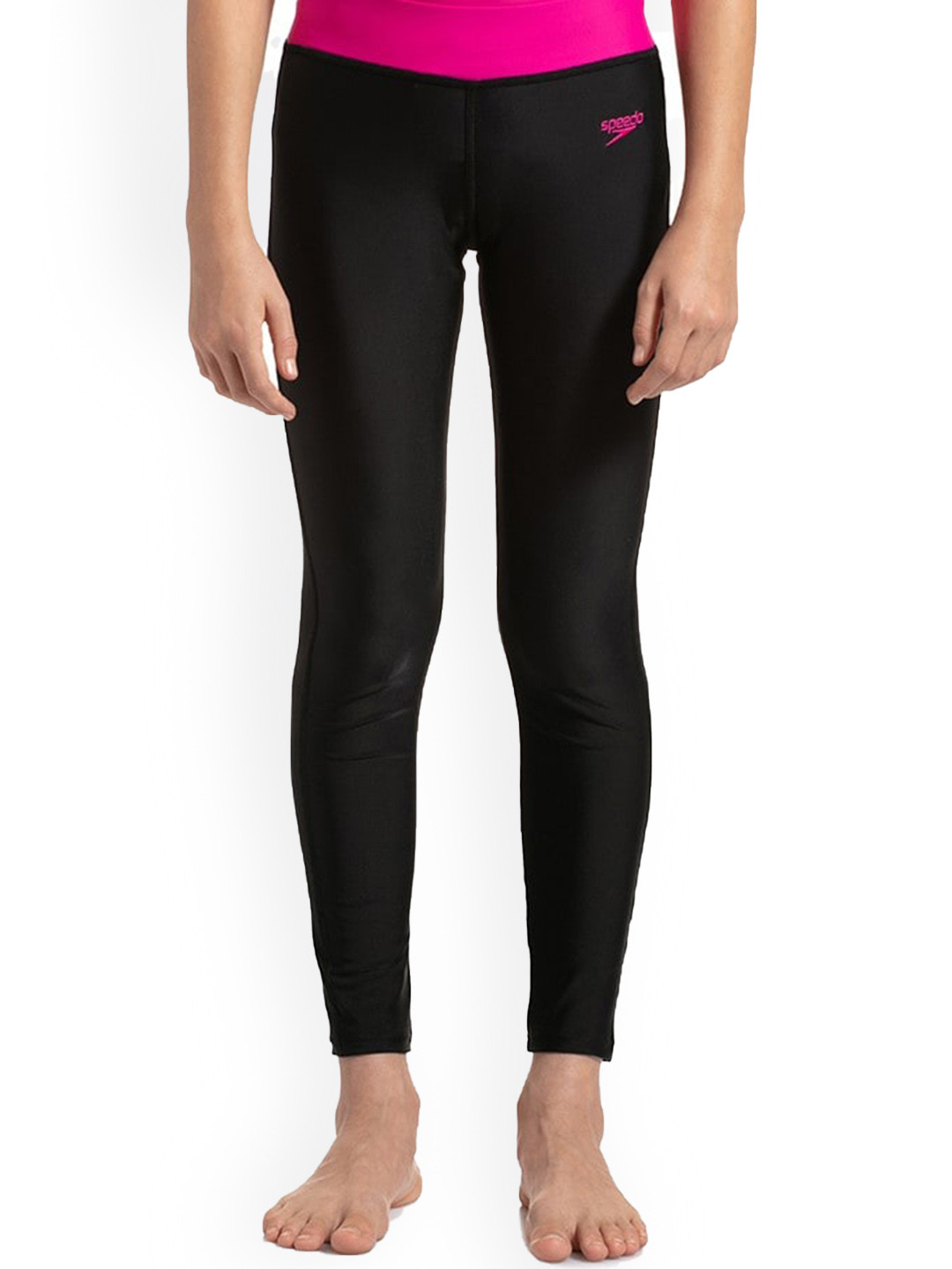 Speedo Girls Black Solid Swim Legging