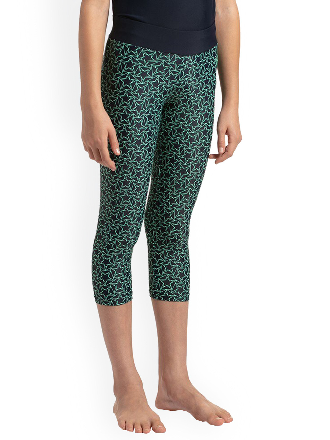 Speedo Girls Green Printed Swim Capri
