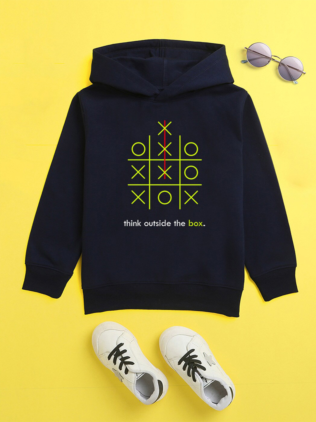 NUSYL Unisex Kids Navy Blue Hooded Sweatshirt