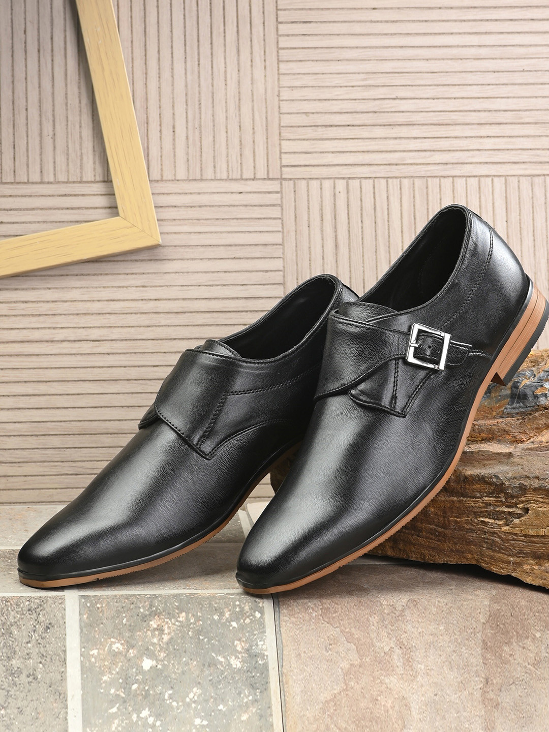 San Frissco Men Black Formal Monk Shoes