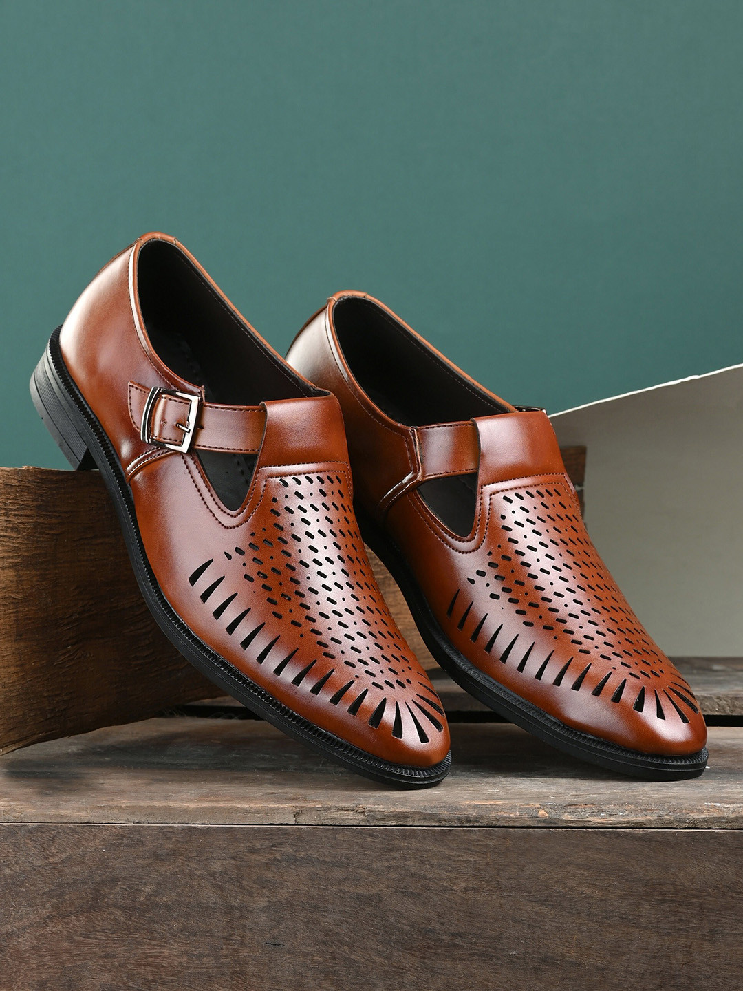 San Frissco Men Tan Shoe-Style Sandals