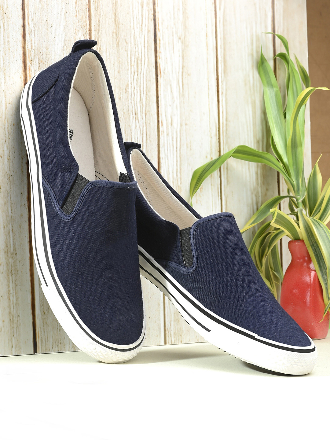 Roadster Men Blue Solid Casual Textile Slip-on Sneaker