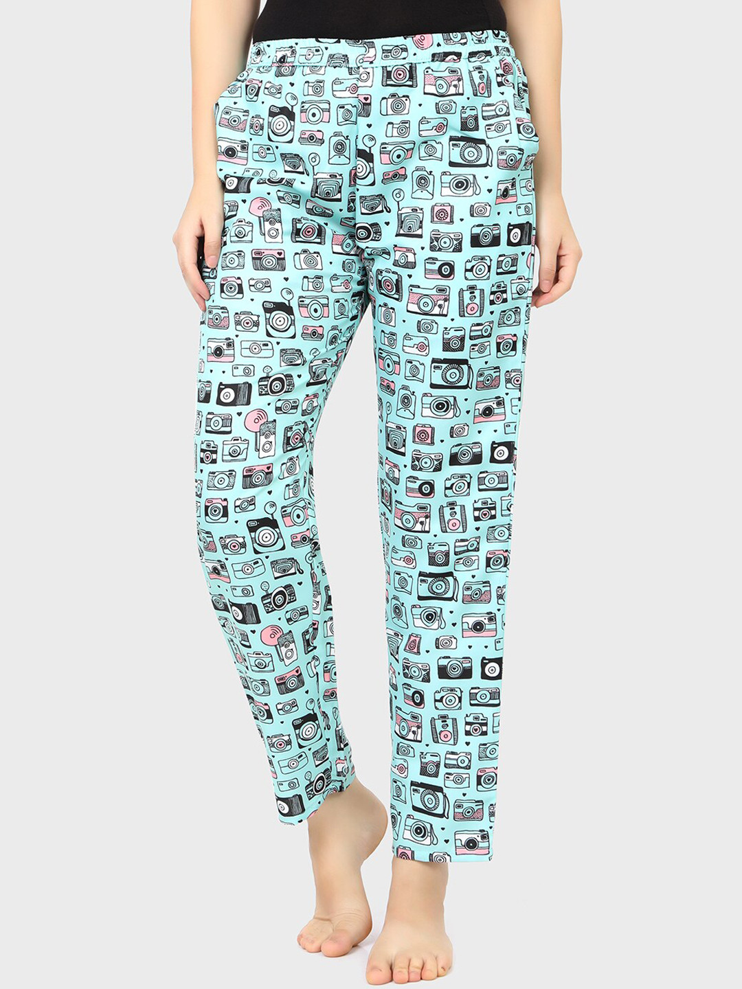 Sand Dune Women Green Printed Cotton Lounge Pants