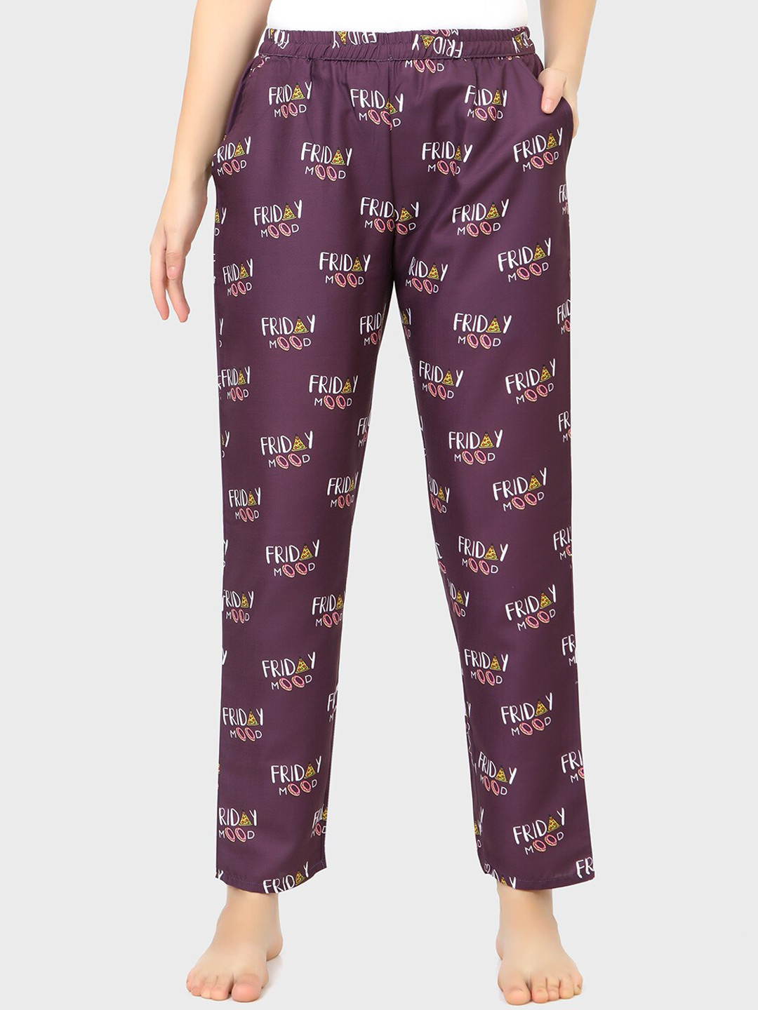 Sand Dune Women Purple Printed Cotton Lounge Pants
