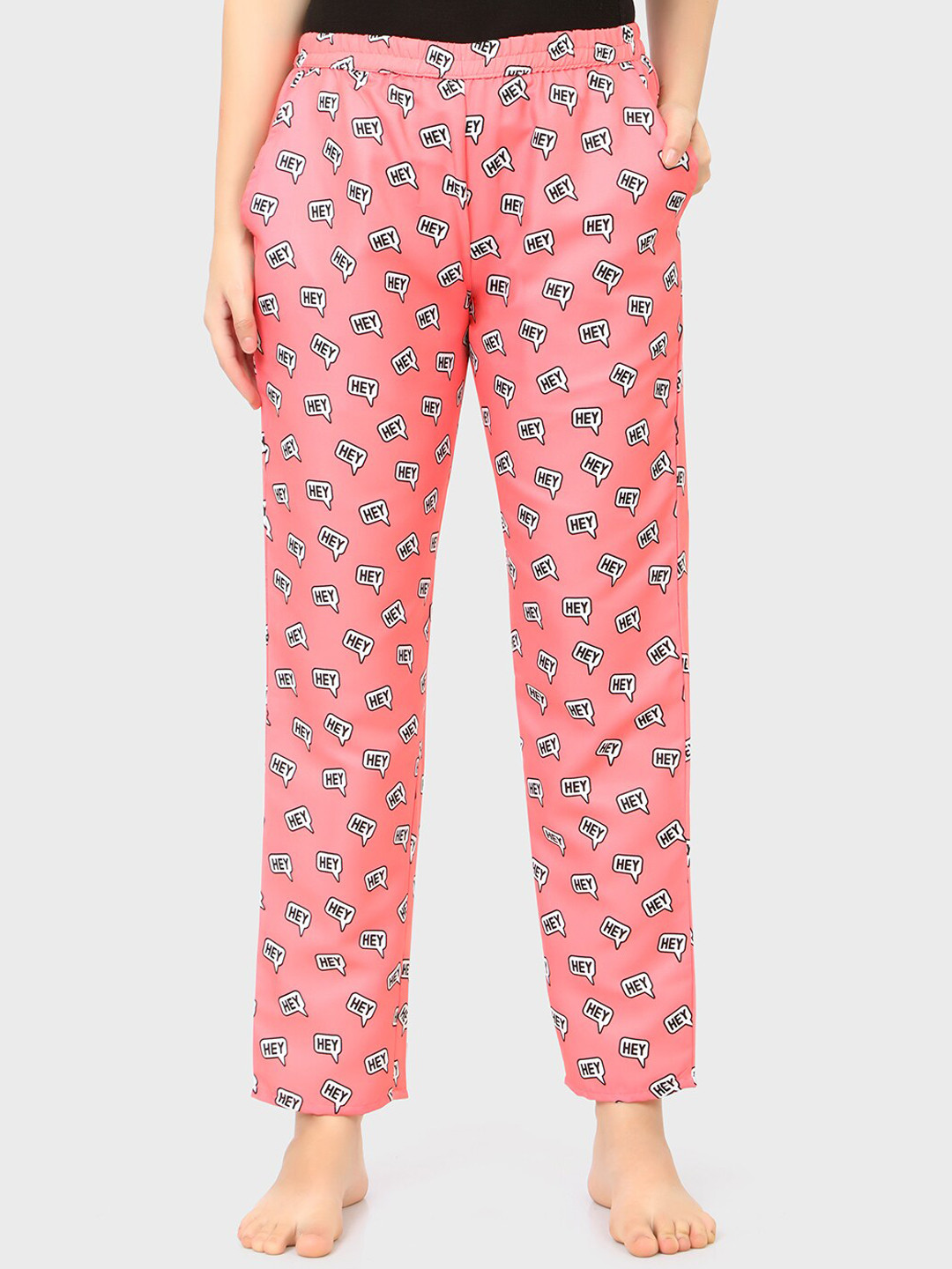 Sand Dune Women Pink & Black Printed Cotton Lounge Pants