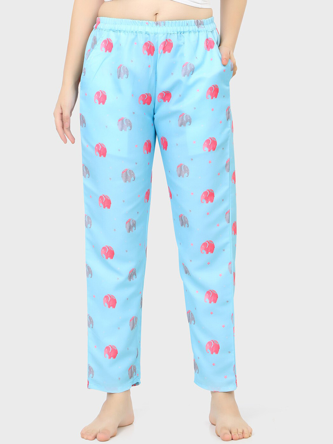 Sand Dune Women Blue & Pink Printed  Cotton Lounge Pants