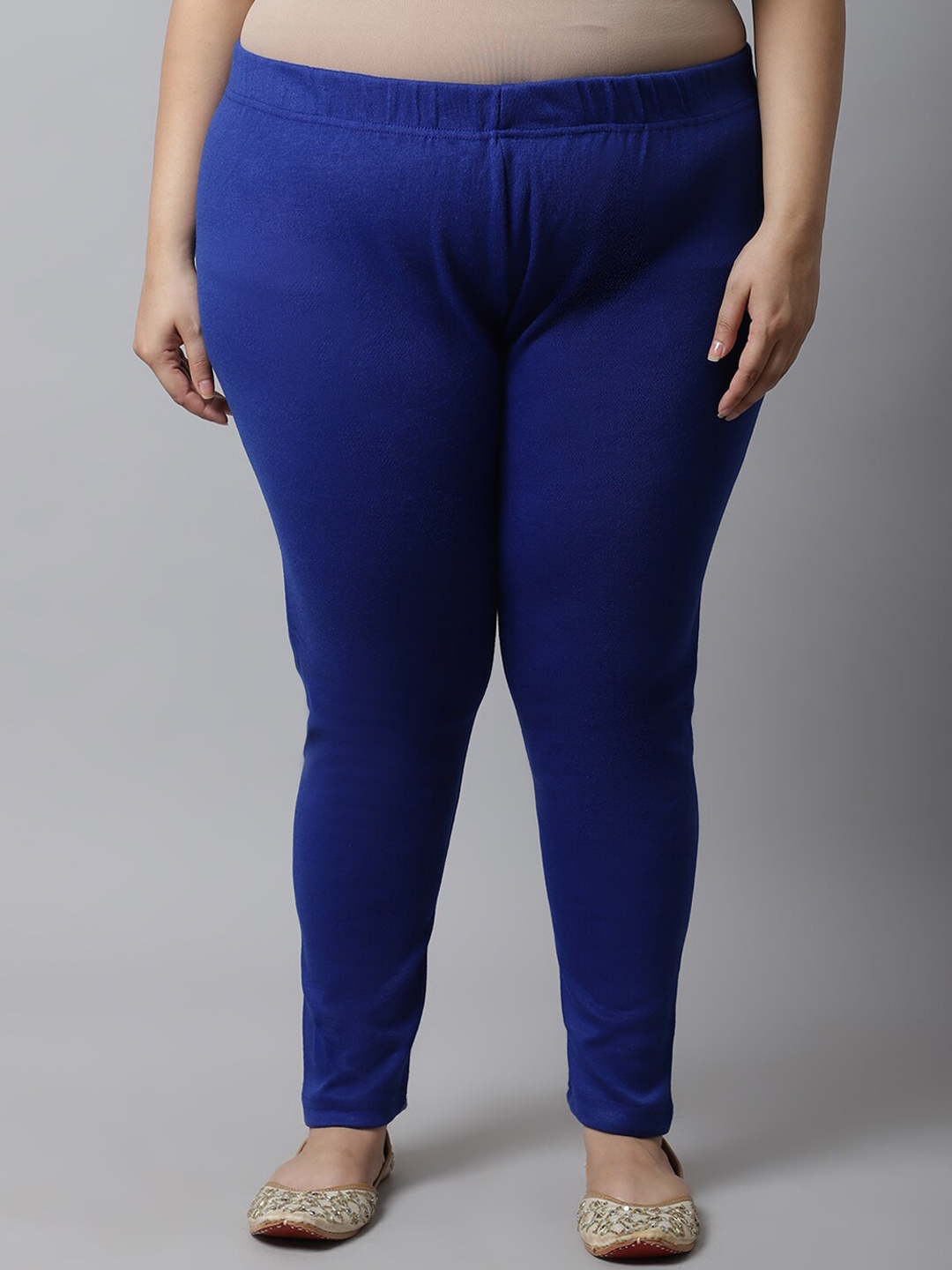 Buy TAG 7 Women Plus Size Blue Solid Ankle Length Leggings