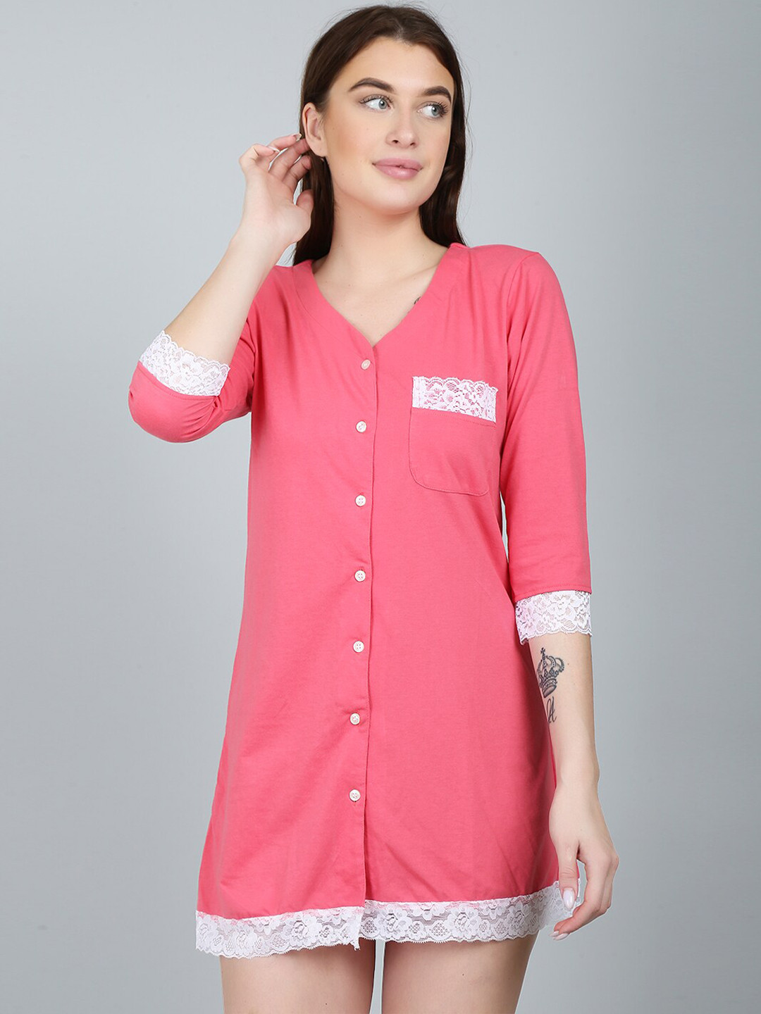 N-Gal Women Pink Lounge Tshirts