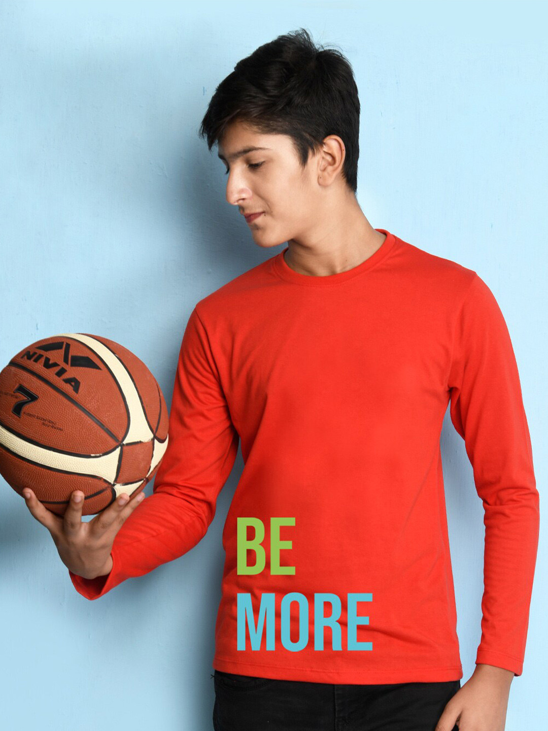 NUSYL Boys Red & Green Typography T-shirt