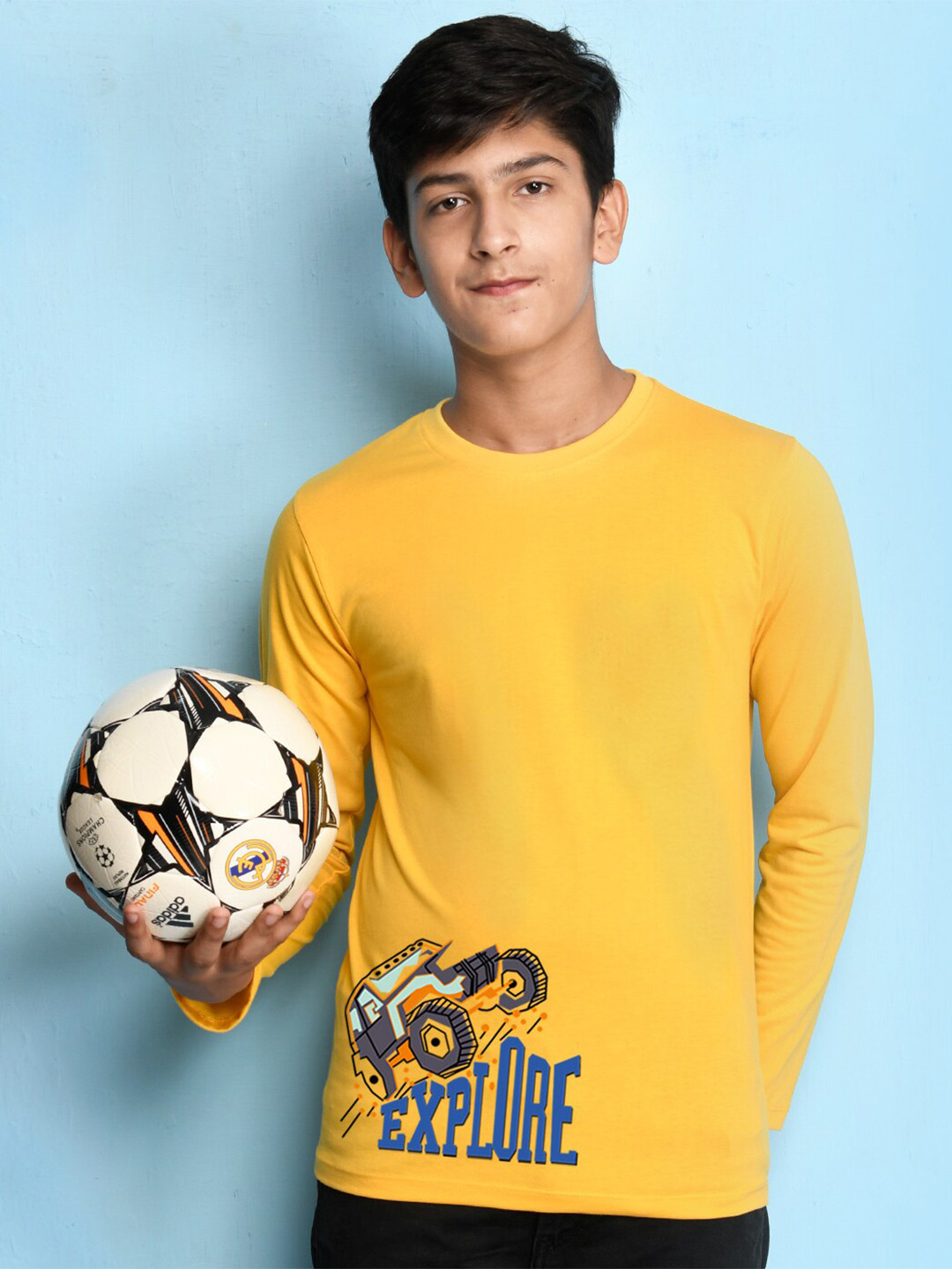 NUSYL Boys Yellow Placement Print T-shirt