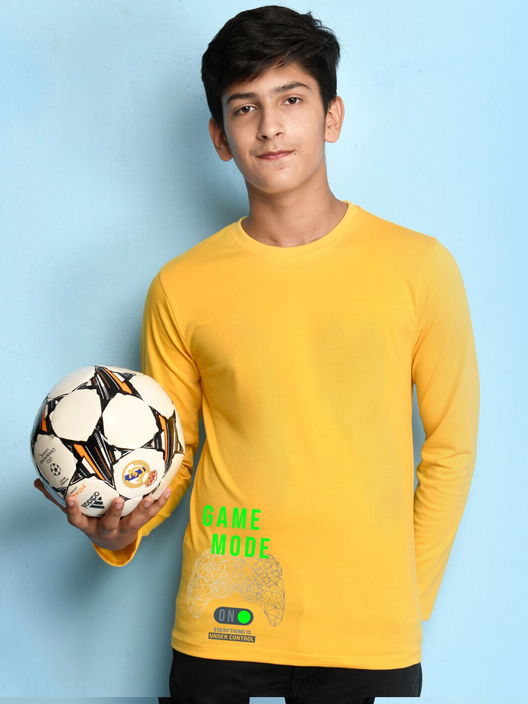 NUSYL Boys Yellow Placement Print T-shirt