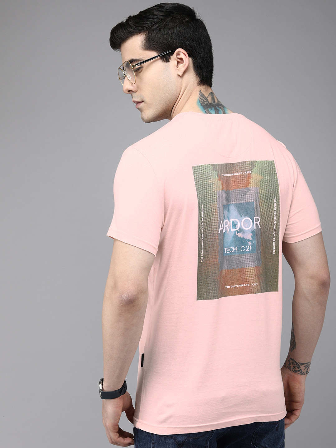 THE BEAR HOUSE Ardor Edition Men Pink Printed Pure Cotton Slim Fit T-shirt