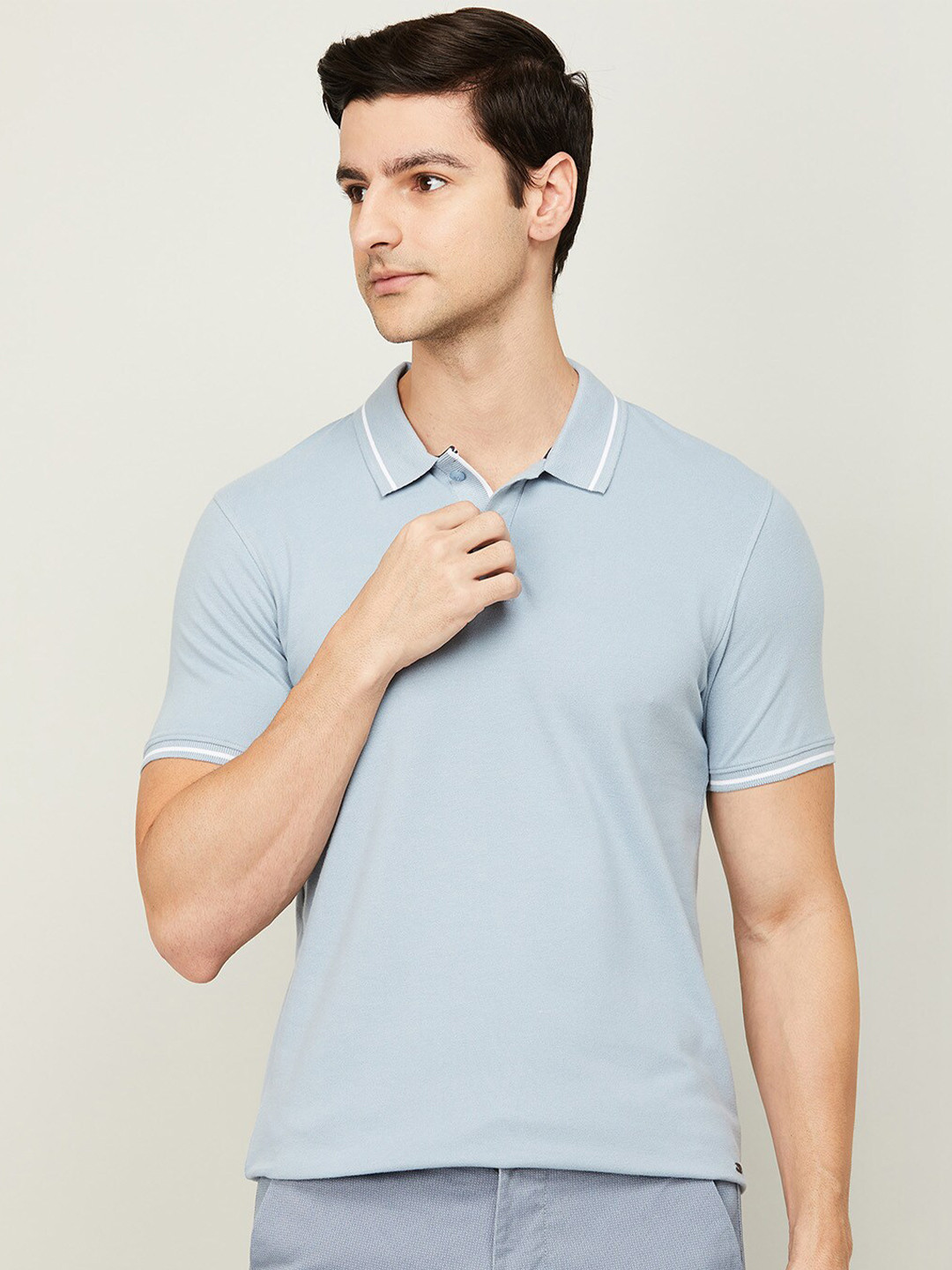 CODE by Lifestyle Men Blue Polo Collar T-shirt