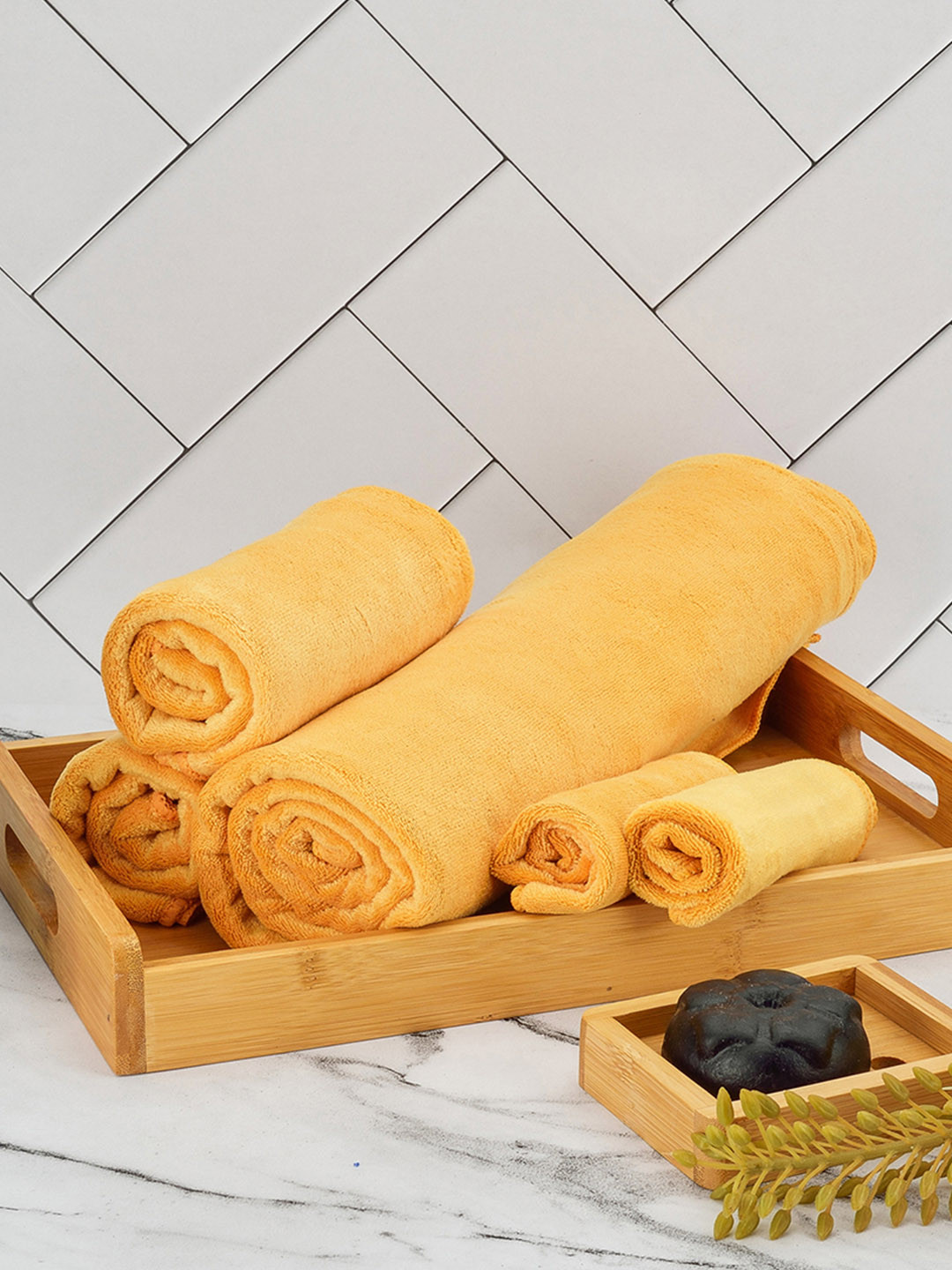 Black Gold Solid Microfiber Towel Set