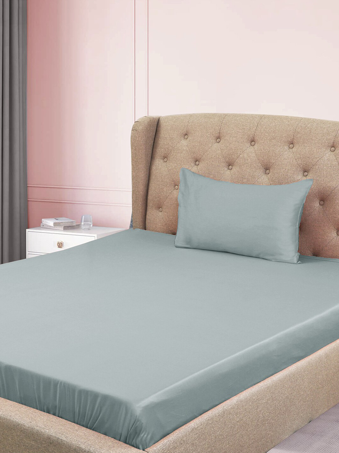 Jamio Firati Sea Green Cotton 180 TC Single Fine Bedsheet with a Pillow Cover-95 x 65 inches