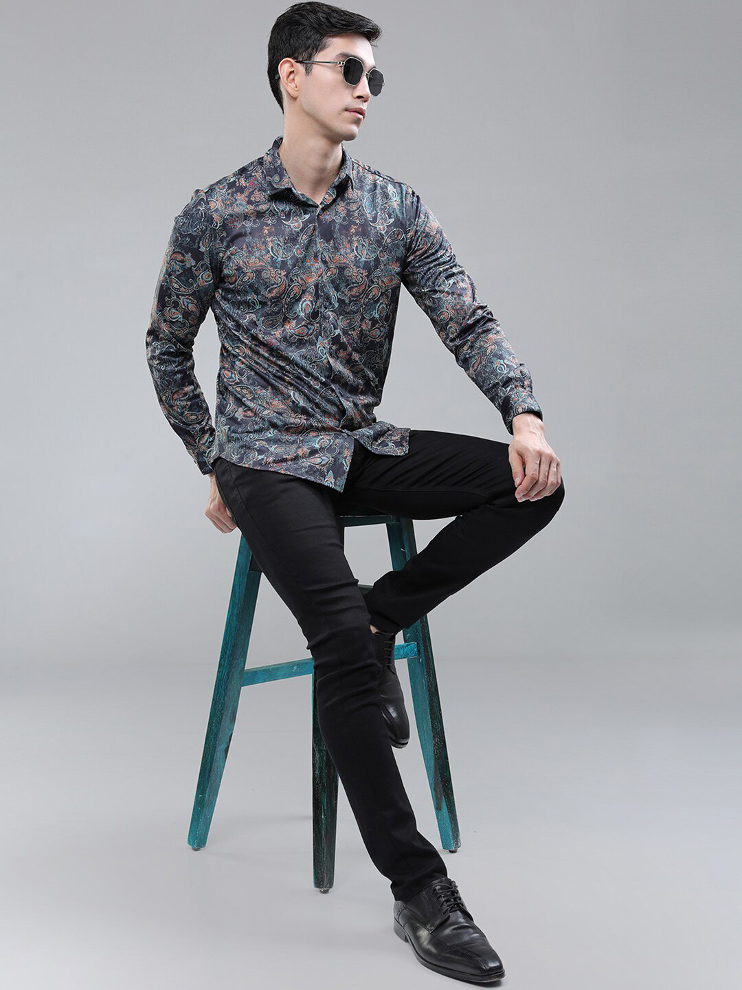 HIGHLANDER Men Printed Knitted Party Wear Casual Shirt