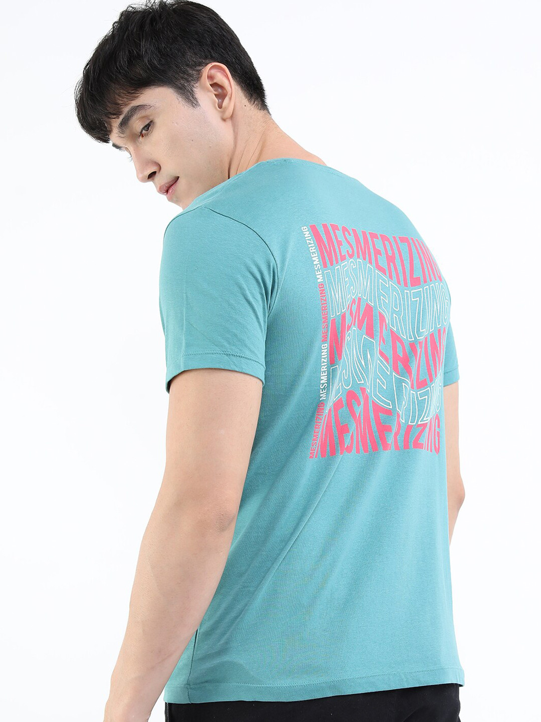 HIGHLANDER Men Teal Varsity Slim Fit T-shirt