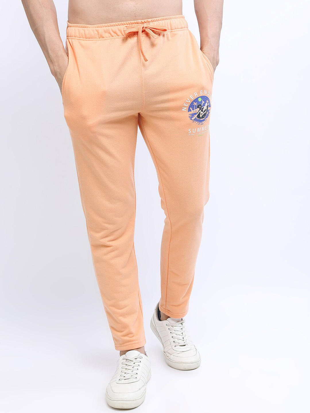 KETCH Men Peach Printed Track Pants