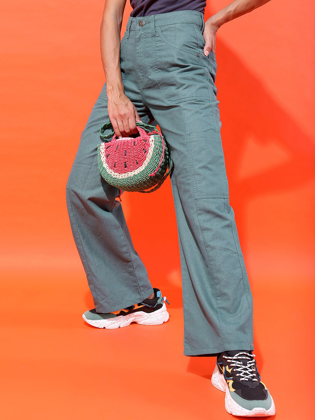 Tokyo Talkies Women Green Clean look Dad Fit Jeans