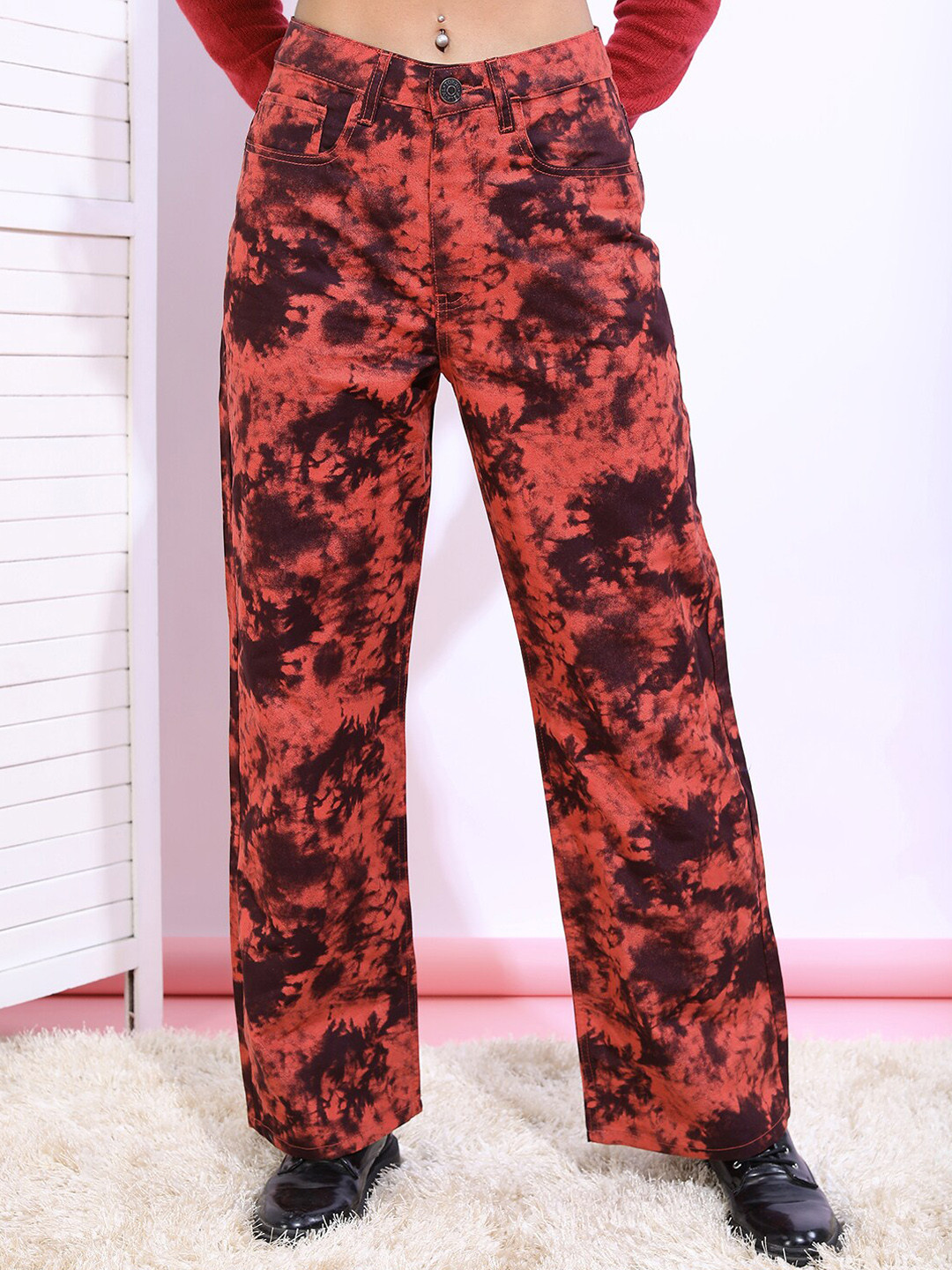 Tokyo Talkies Women Rust Dad fit Clean look Jeans