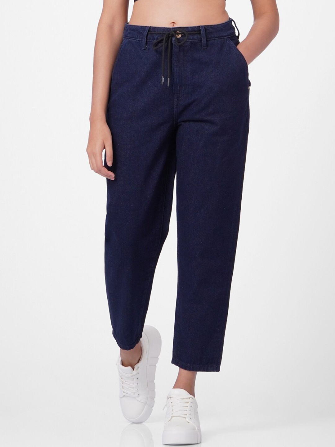 ONLY Women Blue ONLCUBA STRAIGHT JE Straight Fit High-Rise Jeans