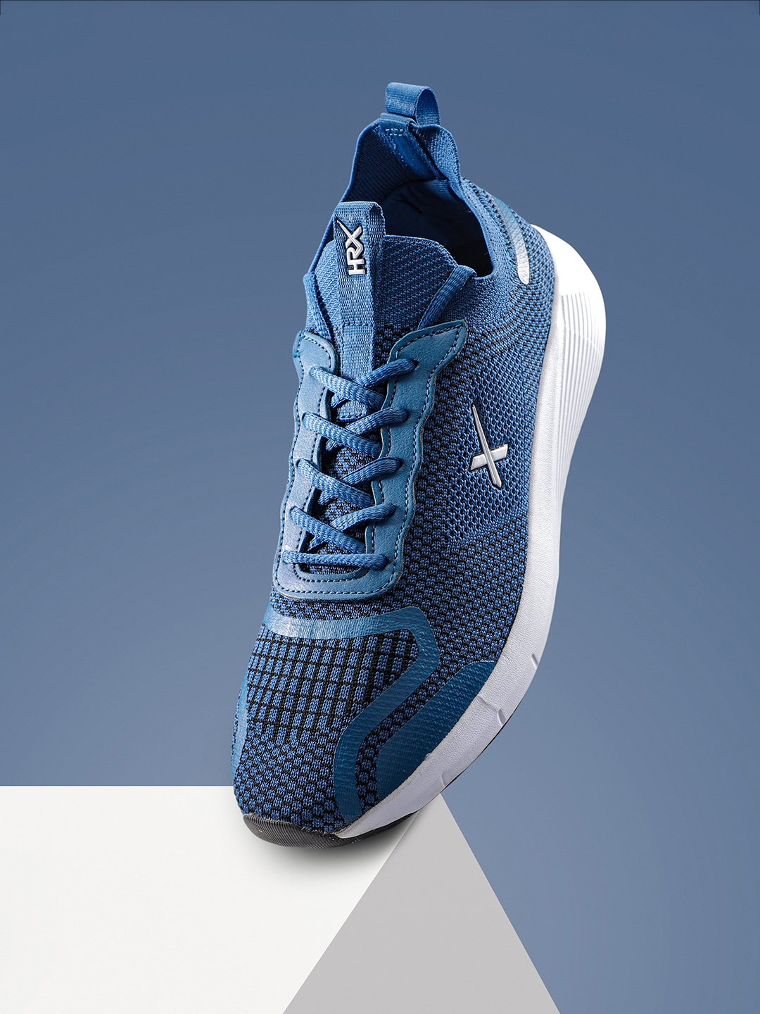 HRX by Hrithik Roshan Men Blue Woven Design Sneakers