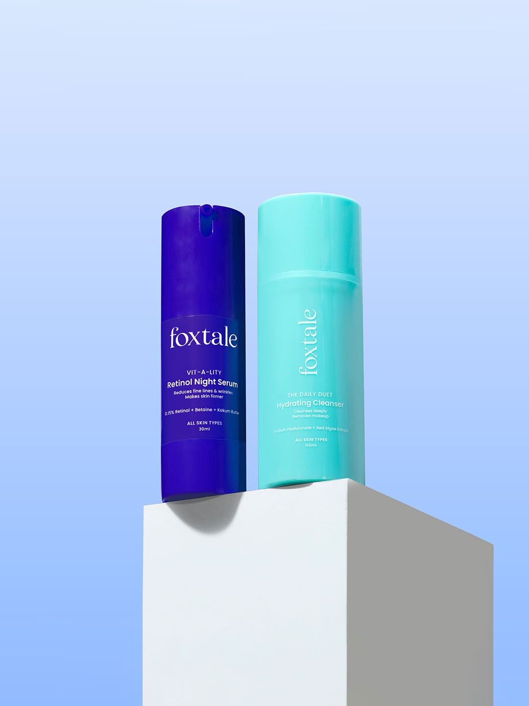 FoxTale Set Of 2 Retinol Night Serum 30ml & Cleanser Hydrating Face Wash 100ml