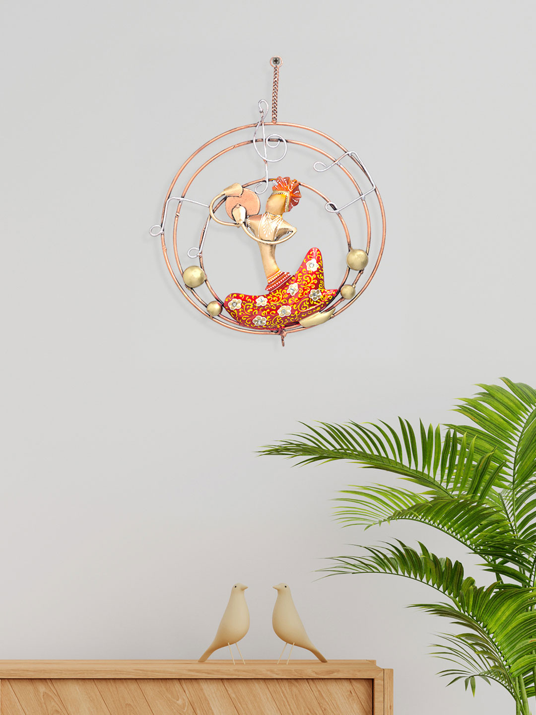 Golden Peacock Musicians Metal Natural Elements Glossy Hanging Hall Wall Hangings-15In