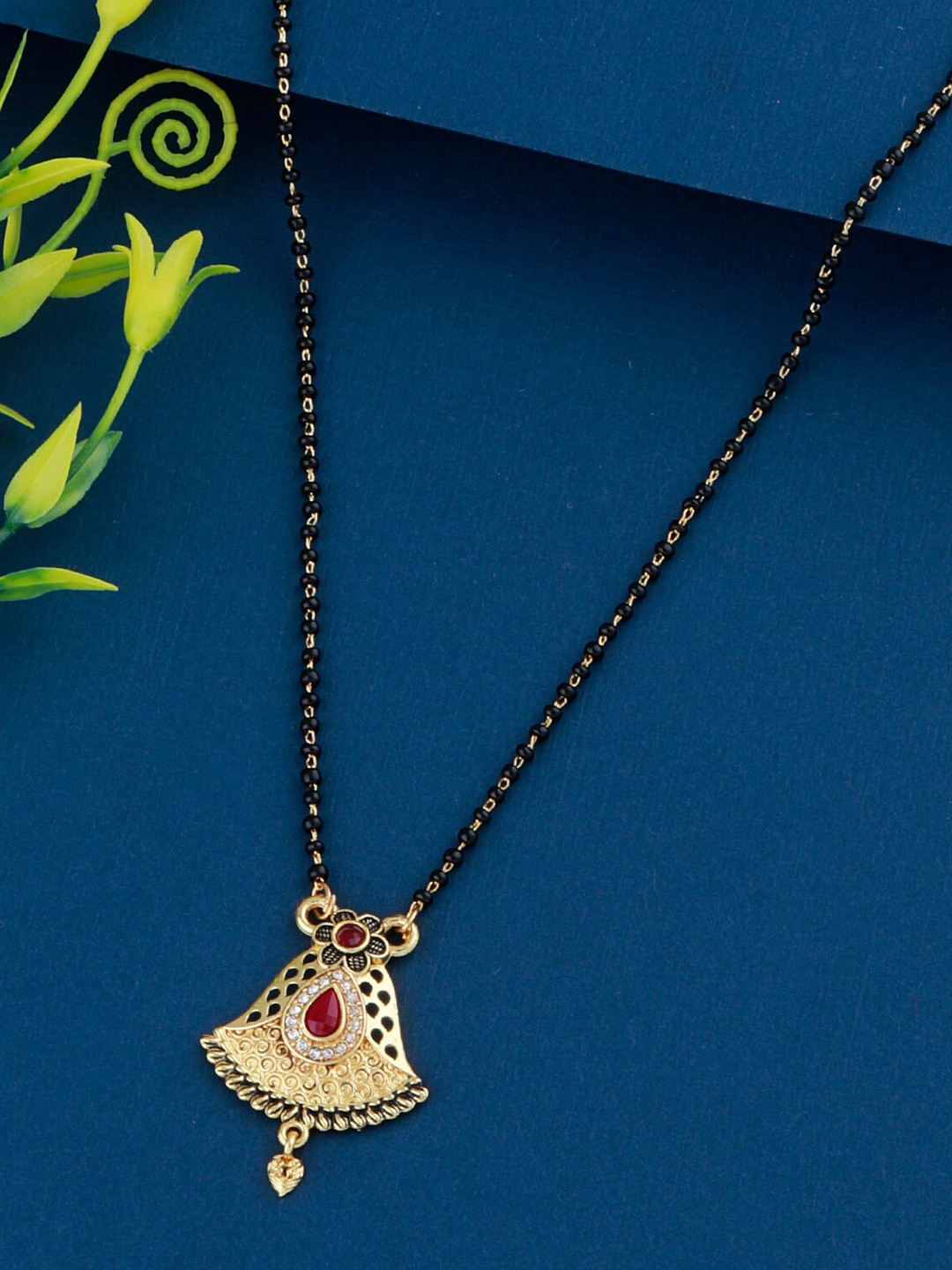 Silver Shine  Gold-Plated & Diamond-Studded Mangalsutra