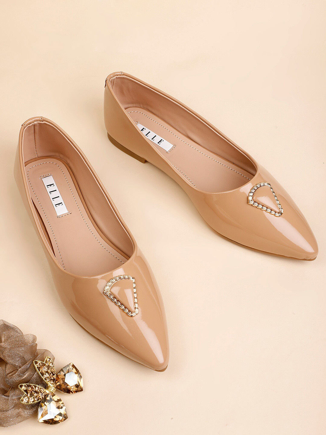 ELLE Women Beige Ballerinas Flats