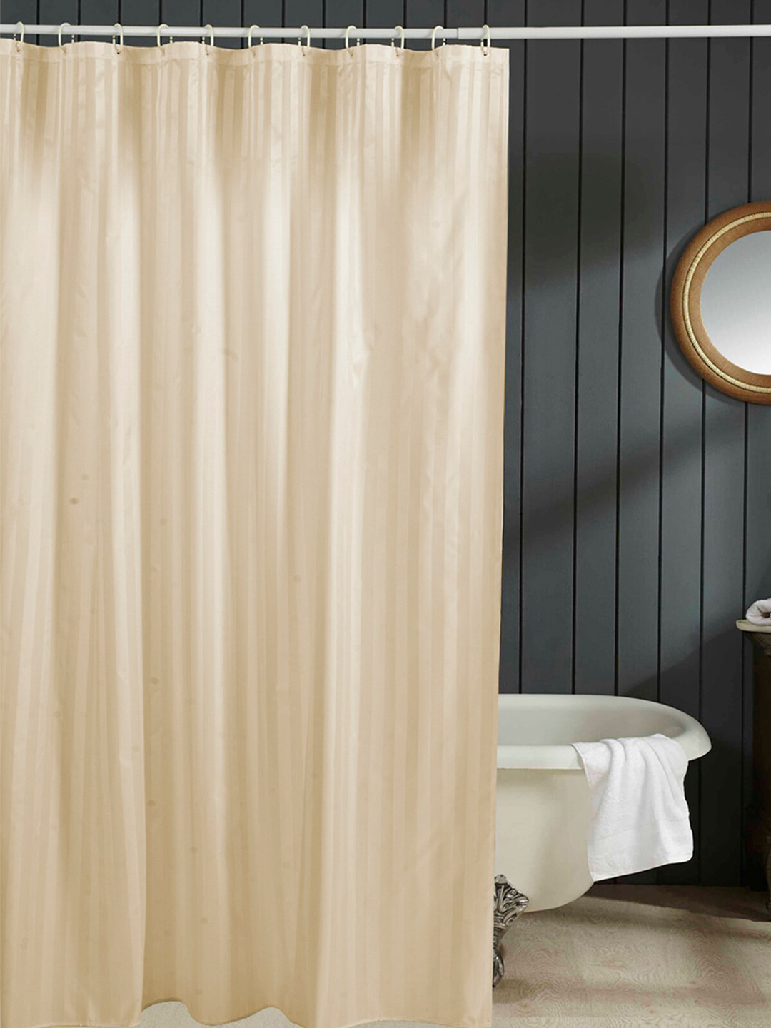 OBSESSIONS Cream Striped Shower Curtain