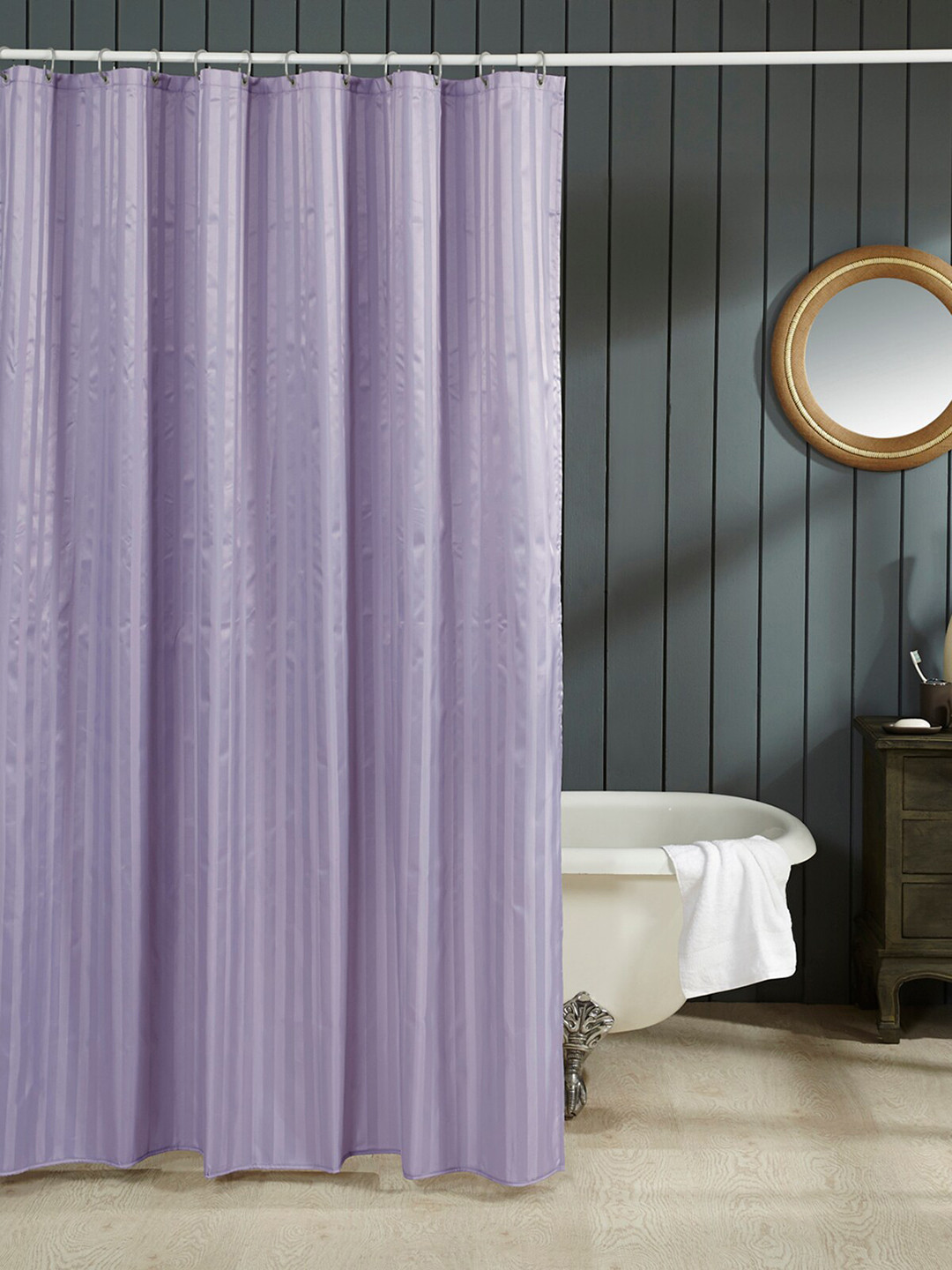 OBSESSIONS Grey Striped  Shower Curtain