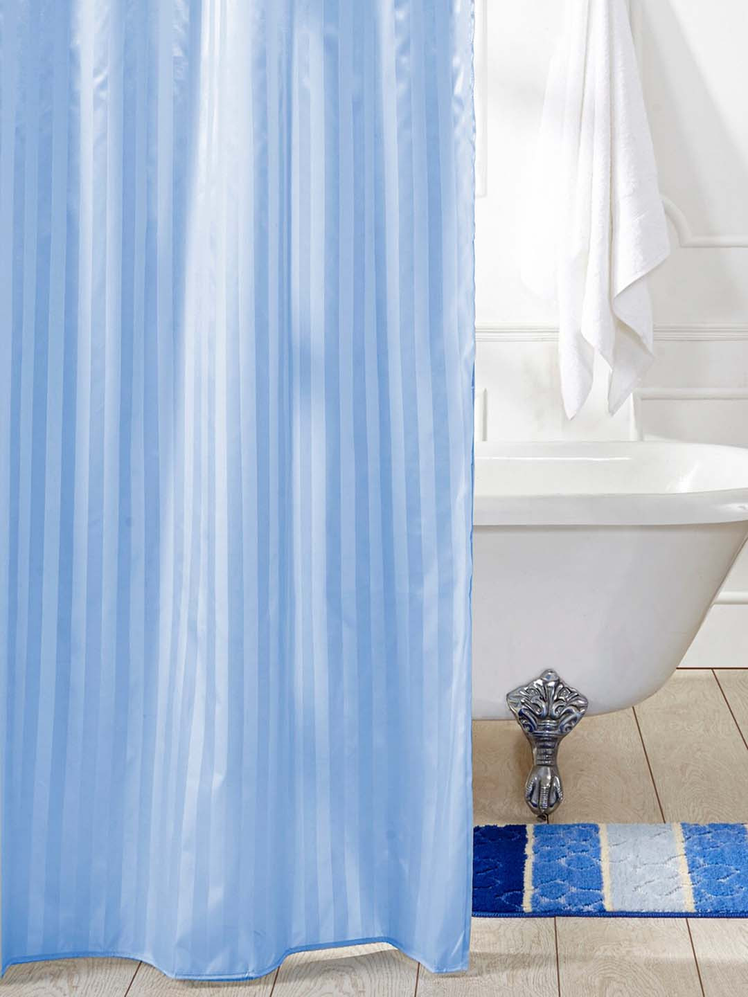OBSESSIONS Blue Striped Shower Curtain