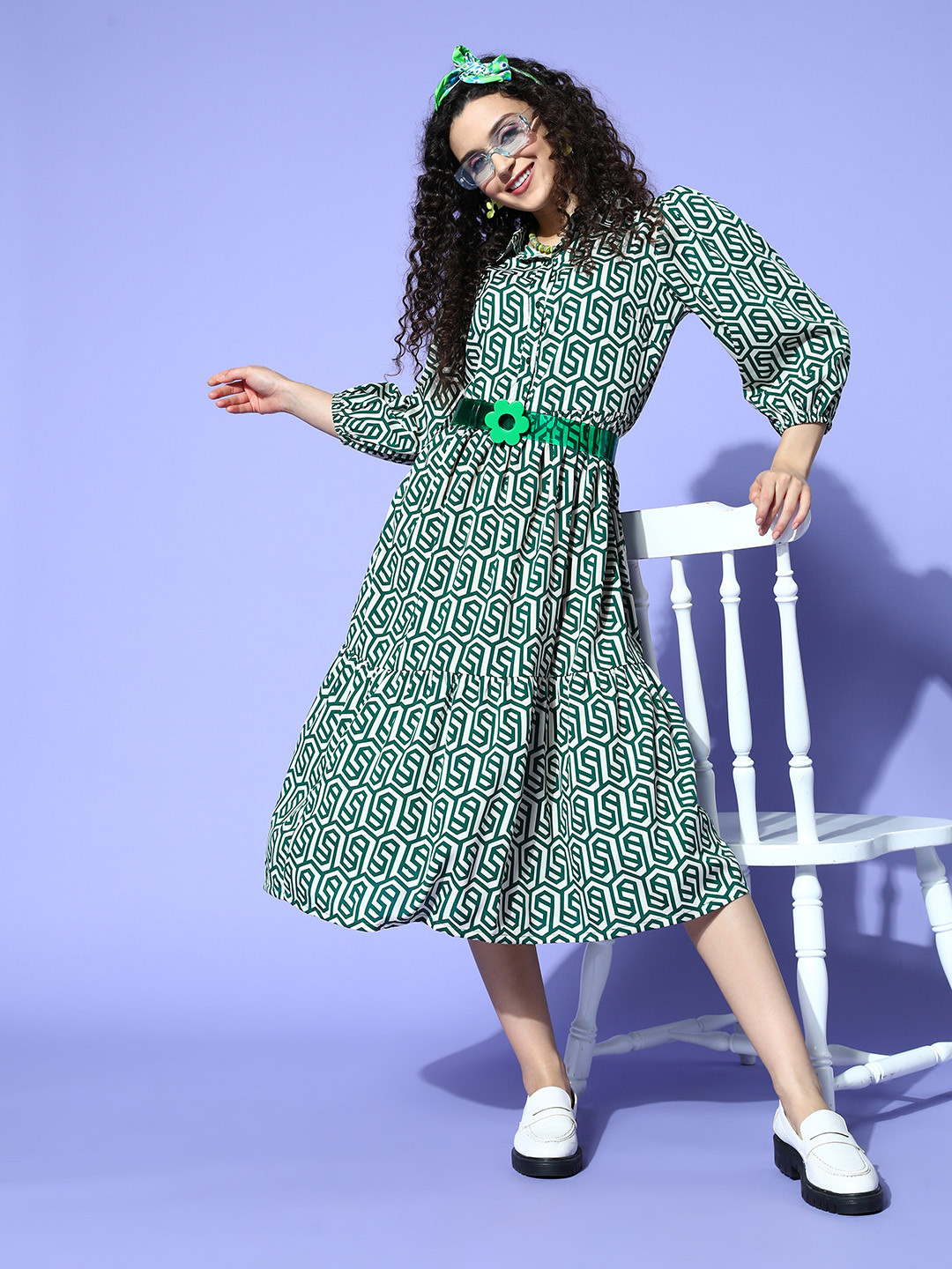 plusS Women Geometric Vacay Attire