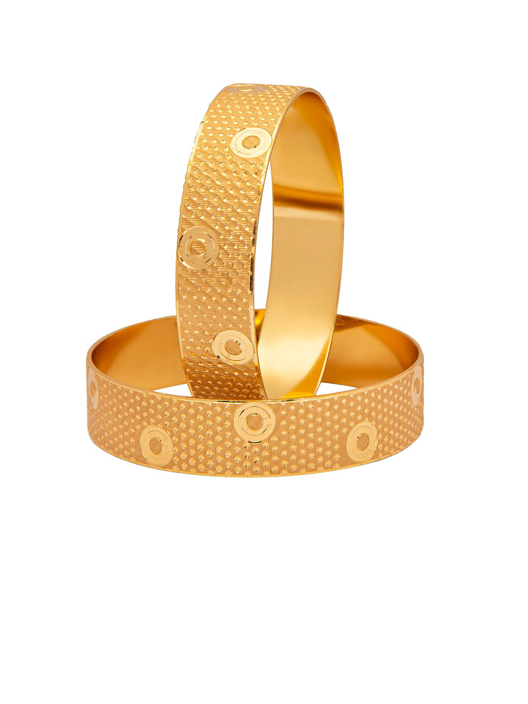 Shining Jewel - By Shivansh Set of 2 Gold-Plated Bridal Textured Design Traditional Bangles