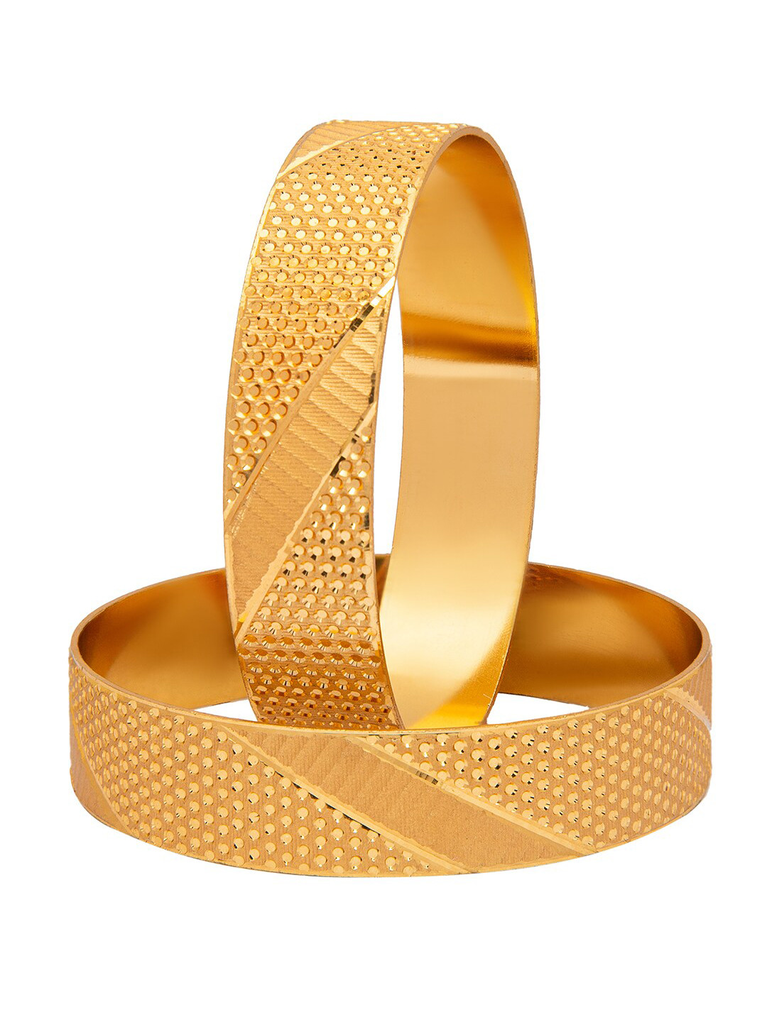 Shining Jewel - By Shivansh Set of 2 Gold-Plated Bridal Textured Design Traditional Bangles