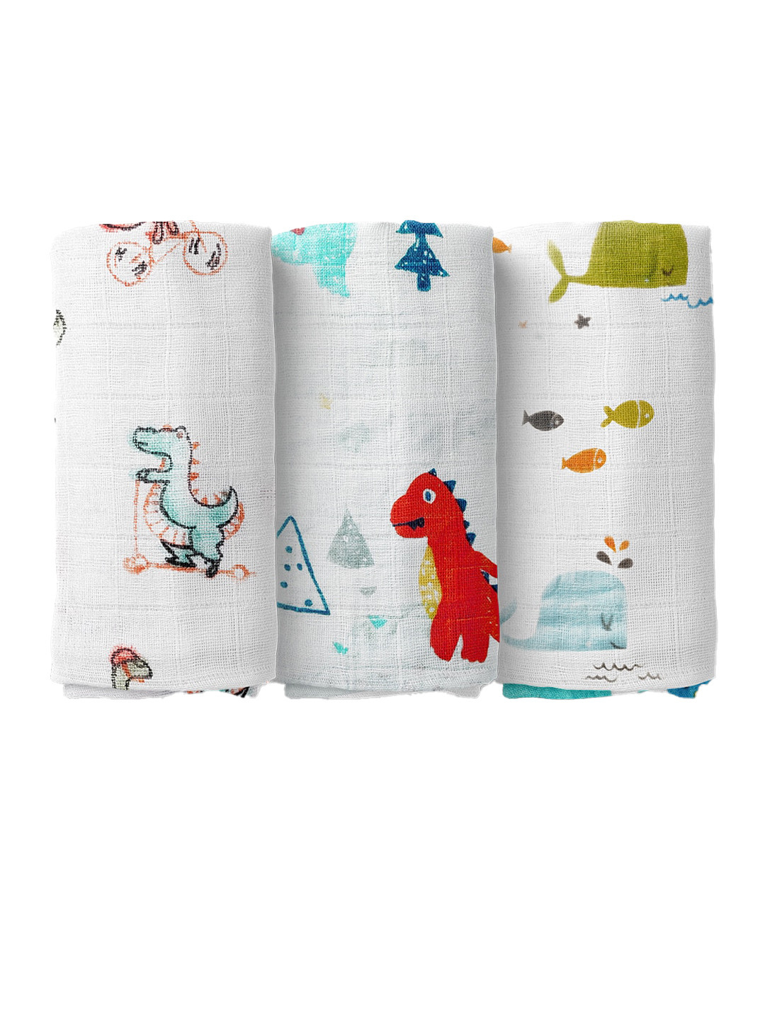 Moms Home Kids Pack Of 3 Printed Muslin Swaddle