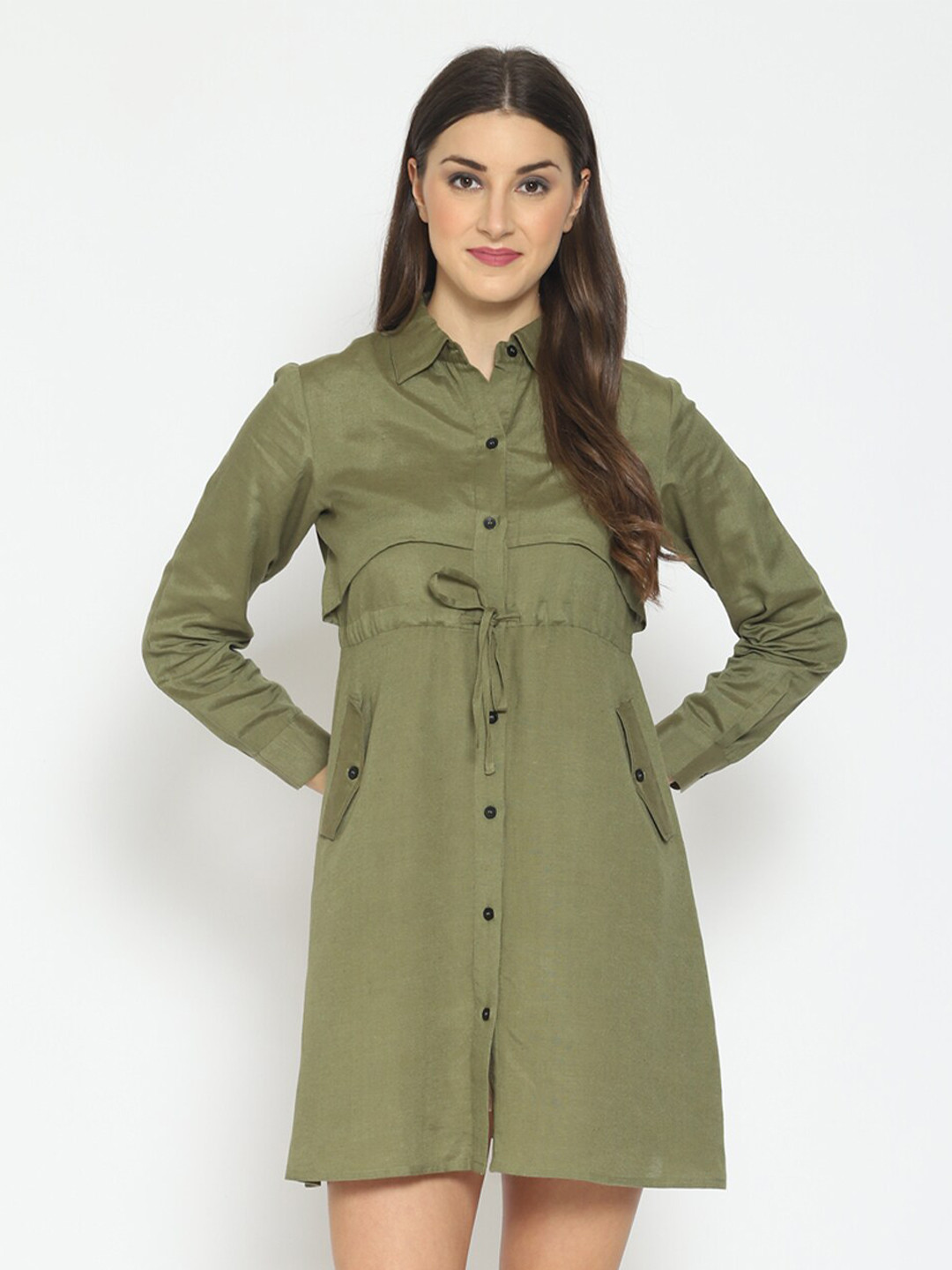 Fuchsia  Women  Shirt Mini Dress