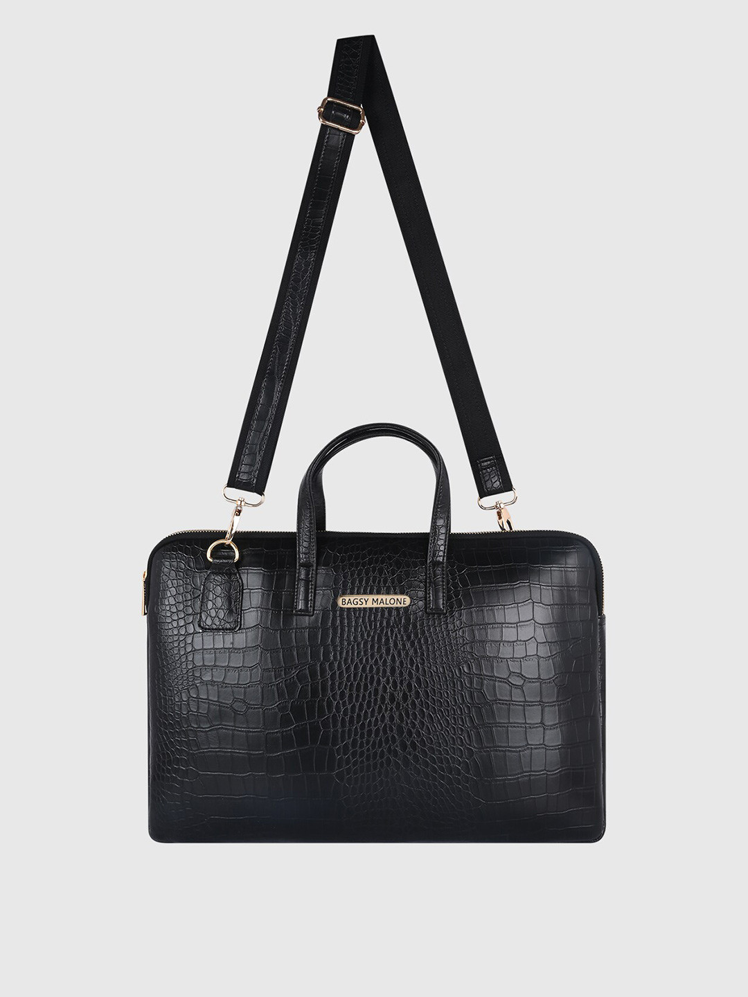 Bagsy Malone Unisex Black Textured PU Laptop Bag