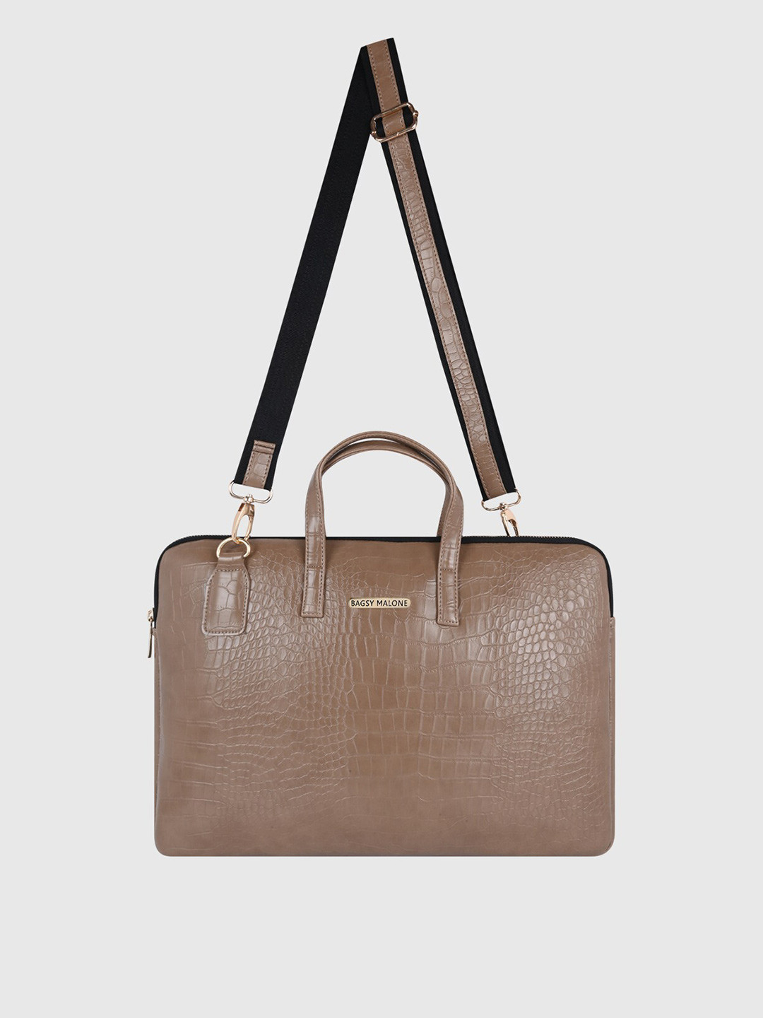 Bagsy Malone Unisex Brown Textured PU Laptop Bag