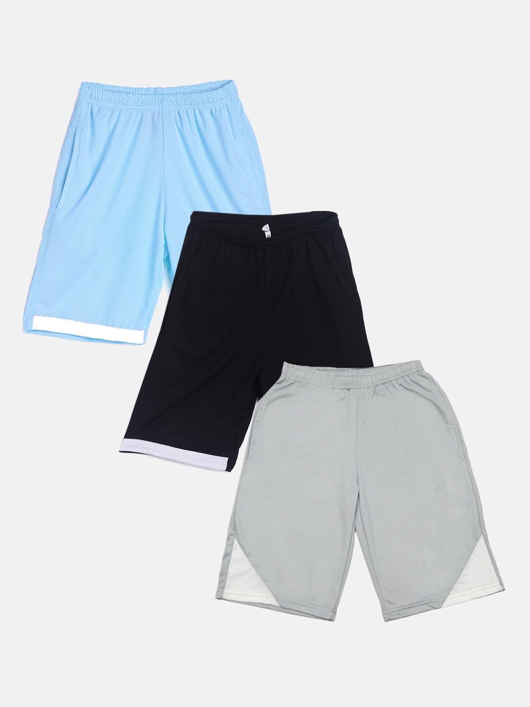 TINY HUG Boys Pack of 3 High-Rise Rapid-Dry Outdoor Sports Shorts
