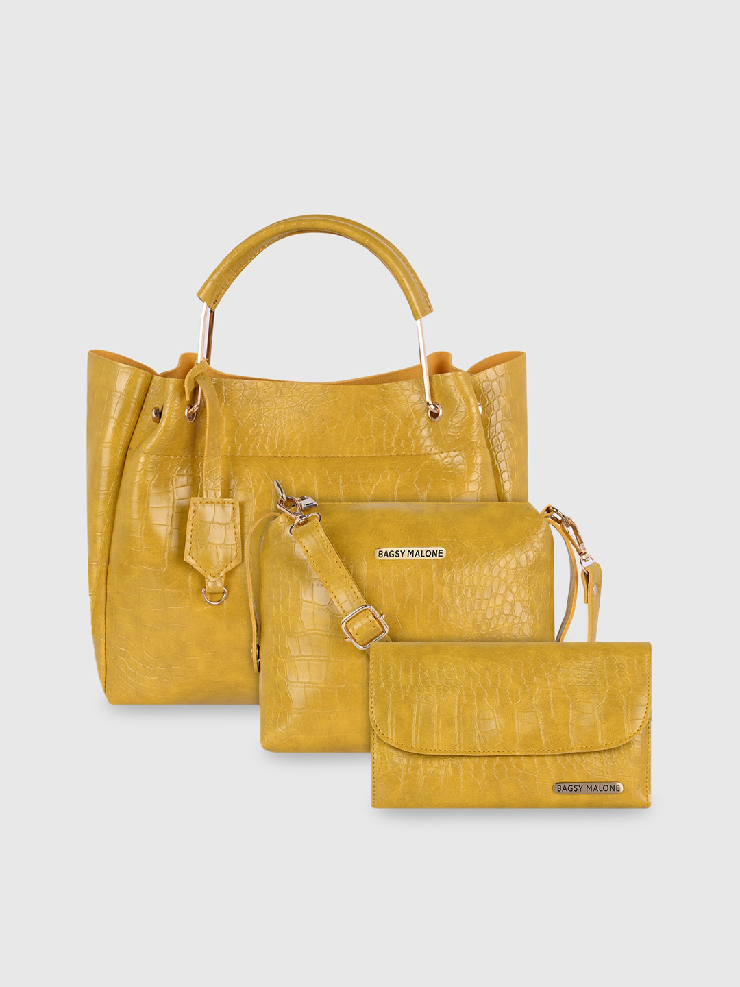 Bagsy Malone Pack Of 3 Animal Textured Structured Handheld Bag