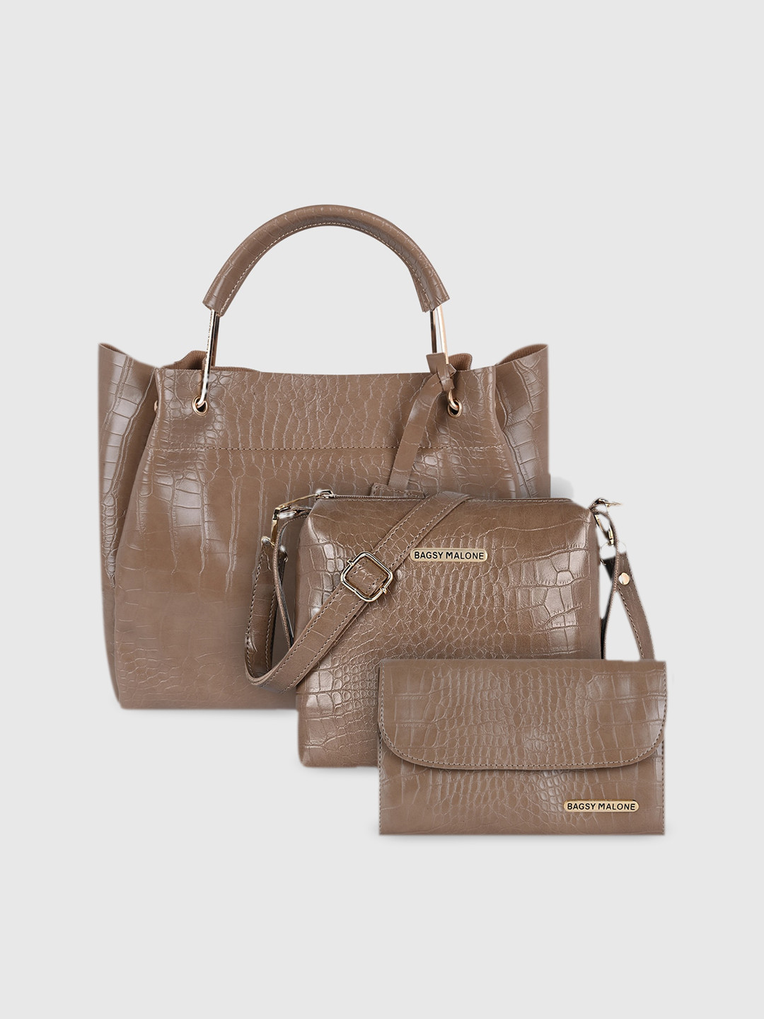 Bagsy Malone Pack Of 3 Animal Textured PU Structured Handheld Bag