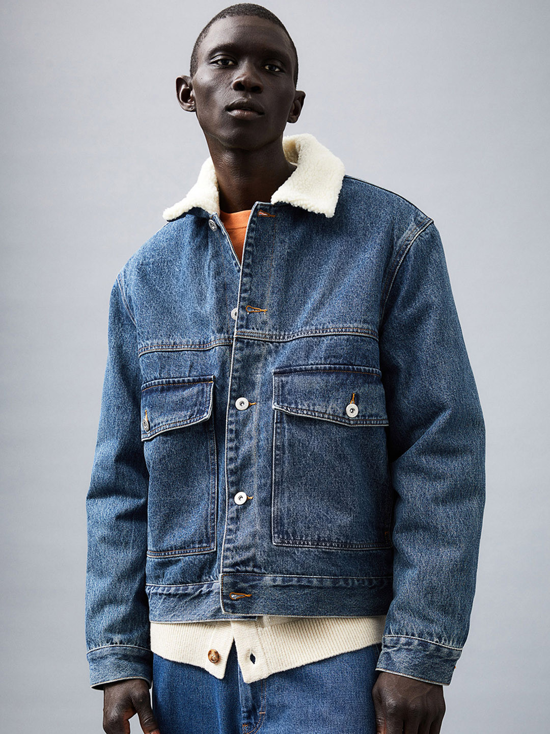 H&m Denim Jacket Men Myntra Buy H&M Loose Fit Denim Jacket