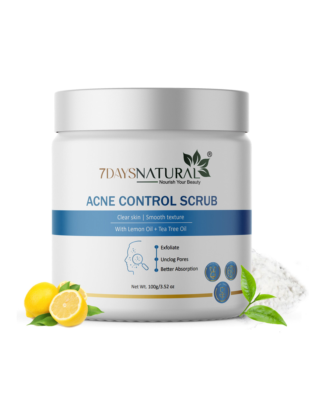 7DAYSNATURAL Acne Control Face Scrub for Clean & Clear Complexion - 100 g