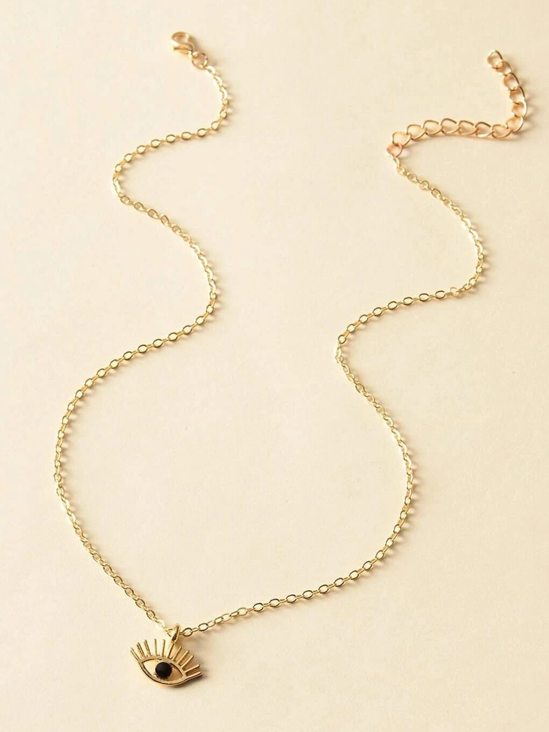 Pinapes Unisex Gold-Toned & Black Gold-Plated Enamelled Necklace