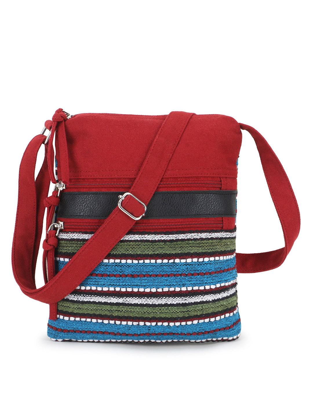 Anekaant Geomat Striped Canvas Structured Sling Bag