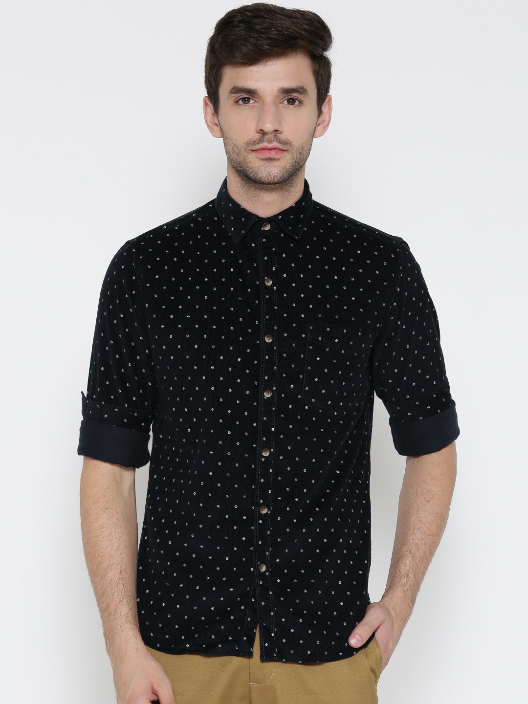 John Players Slim Fit Shacket Buy John Players Men Navy Printed