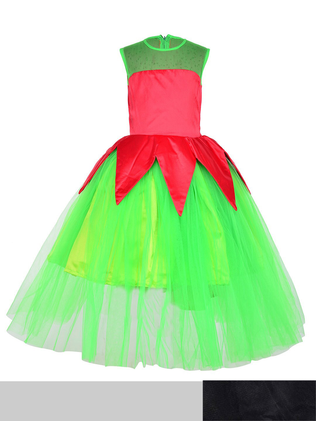 Samsara Couture Green & Coral Pack Of 2 Net Dress